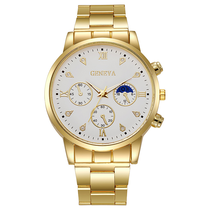 Nuevo estilo transfronterizo Ginebra para hombres, cinturón de acero de negocios, cinturón de ocio, reloj deportivo de cuarzo, reloj para hombres, reloj para hombres, venta al por mayor