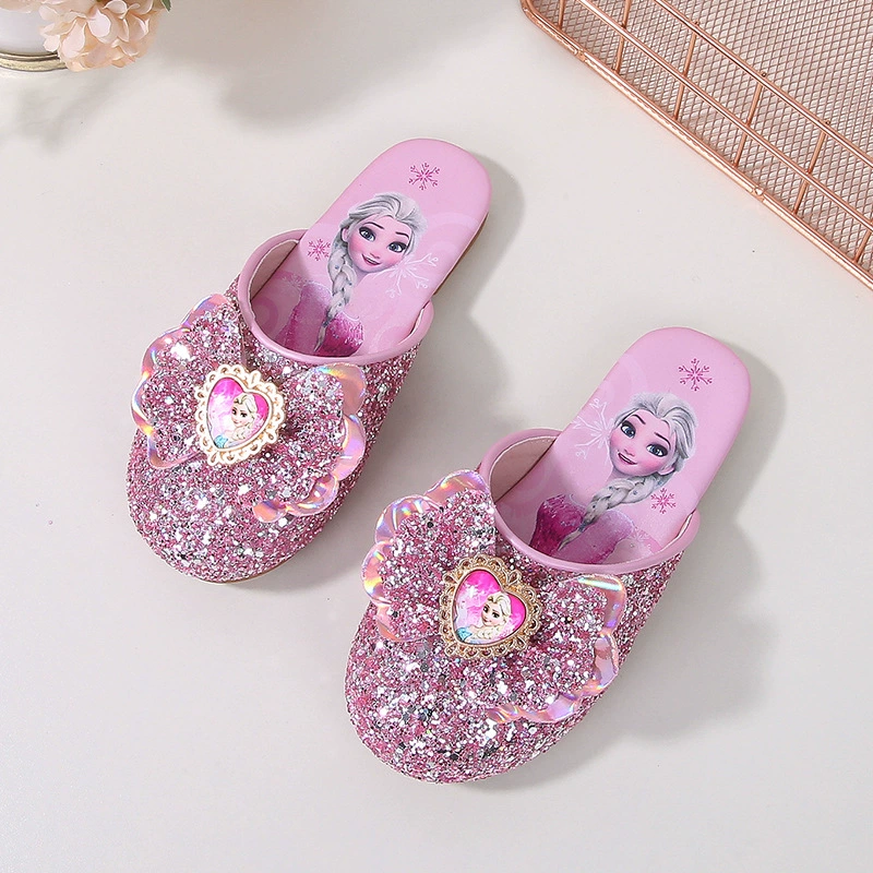 Тапочки для девочек Весна Лето Симпатичные Детская Принцесса Баотоу Холодные тапочки Детские Замороженные Айша Обувь Крытое лето