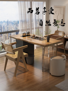 New Chinese Style Balcony Tea Table Solid Wood Acrylic Tea Table 2024 New Style Household Casual Small Tea Table Balcony Tea Table