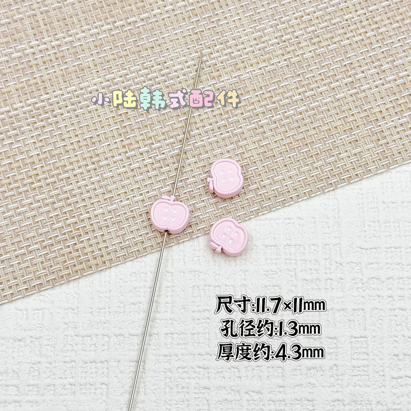 合金苹果仿纽扣烤漆串珠 diy发绳饰品手机链包挂钥匙扣散珠材料|undefined