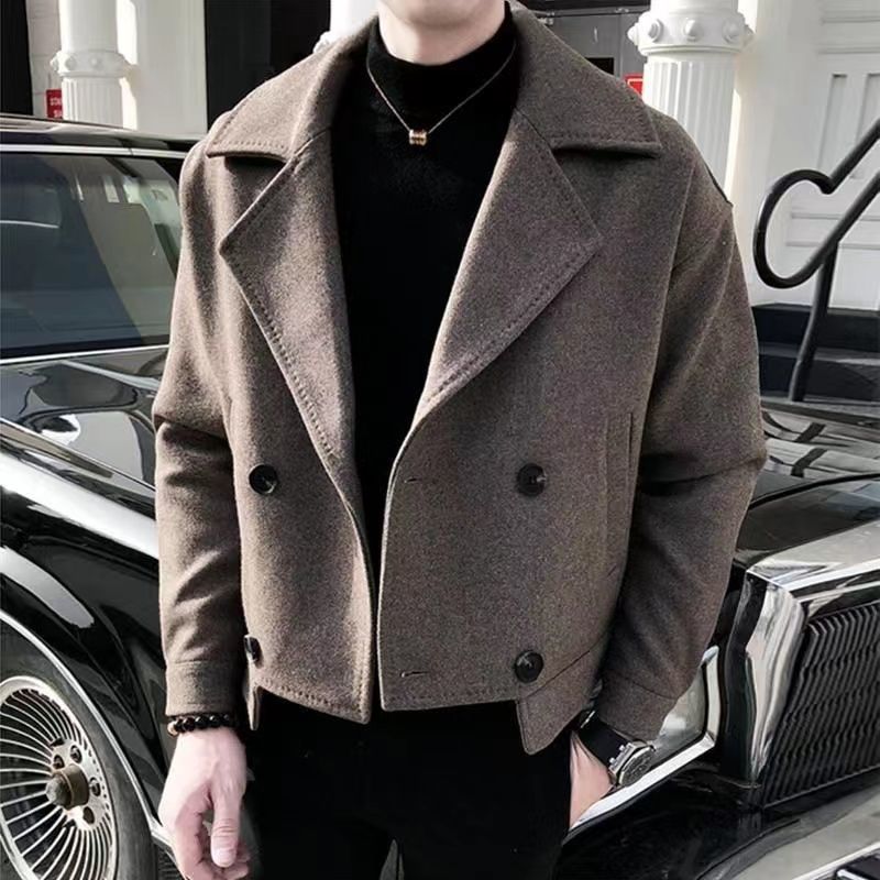 Men's trench coat, autumn winter woolen coat, universal jacket, Model Year 2024