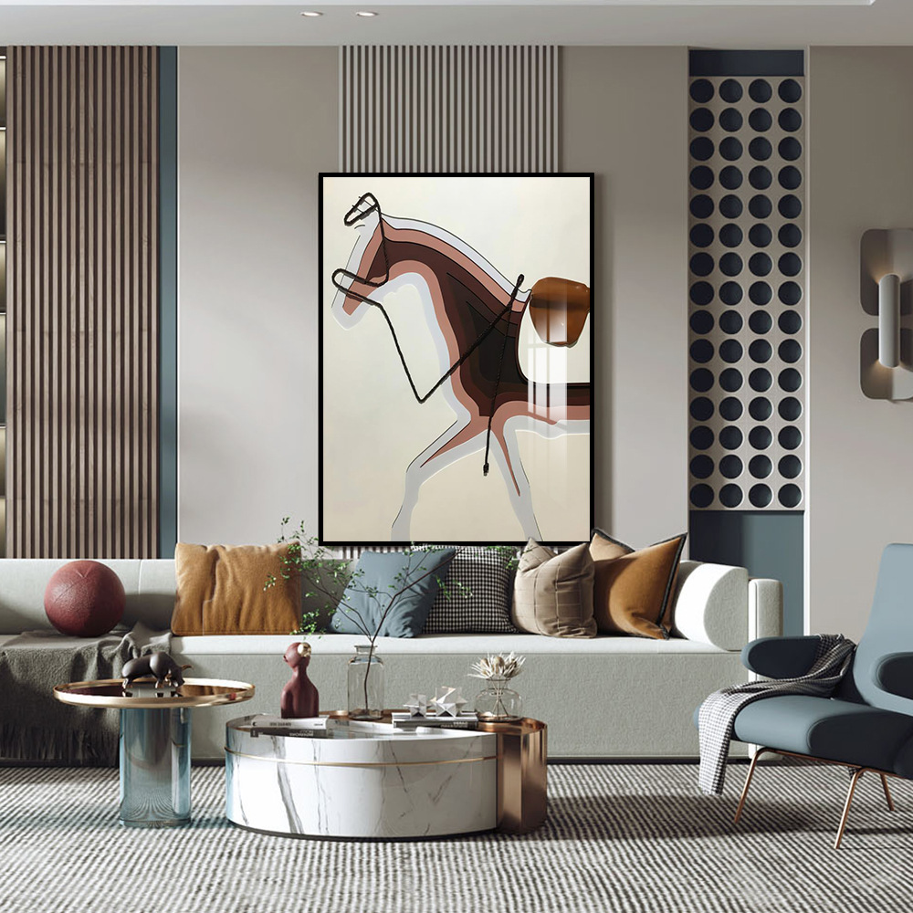 Brno luz de lujo hueco pintura pasillo pintura decorativa pared abstracta caballo sala de estar vertical de alta gama pintura real