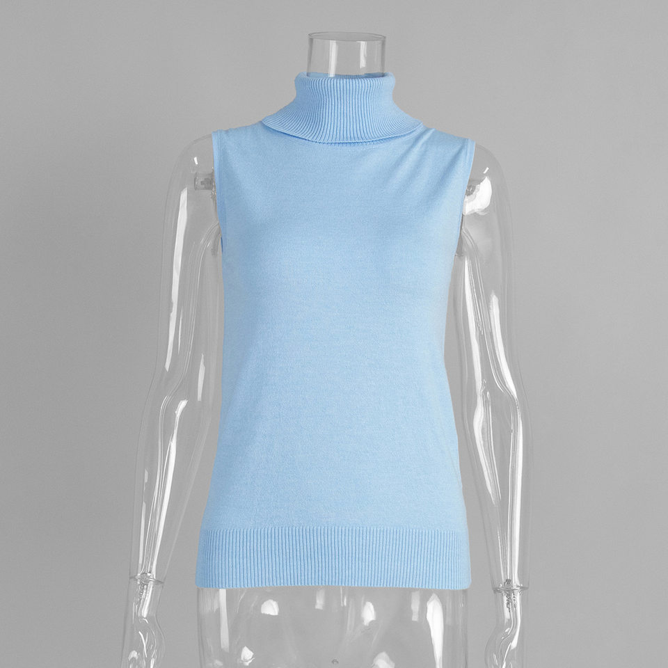 Bộ áo len dệt kim nữ cổ cao không tay kèm áo cardigan dáng suông — Áo vest màu nâu, Áo vest màu xám đậm, áo vest màu vàng, áo vest màu xanh chi tiết 29