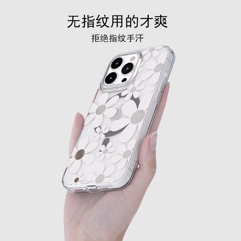 ミカレンメッキ花シリーズマグネット携帯電話ケース適用アップル15/16携帯電話高品質ミカレン|undefined