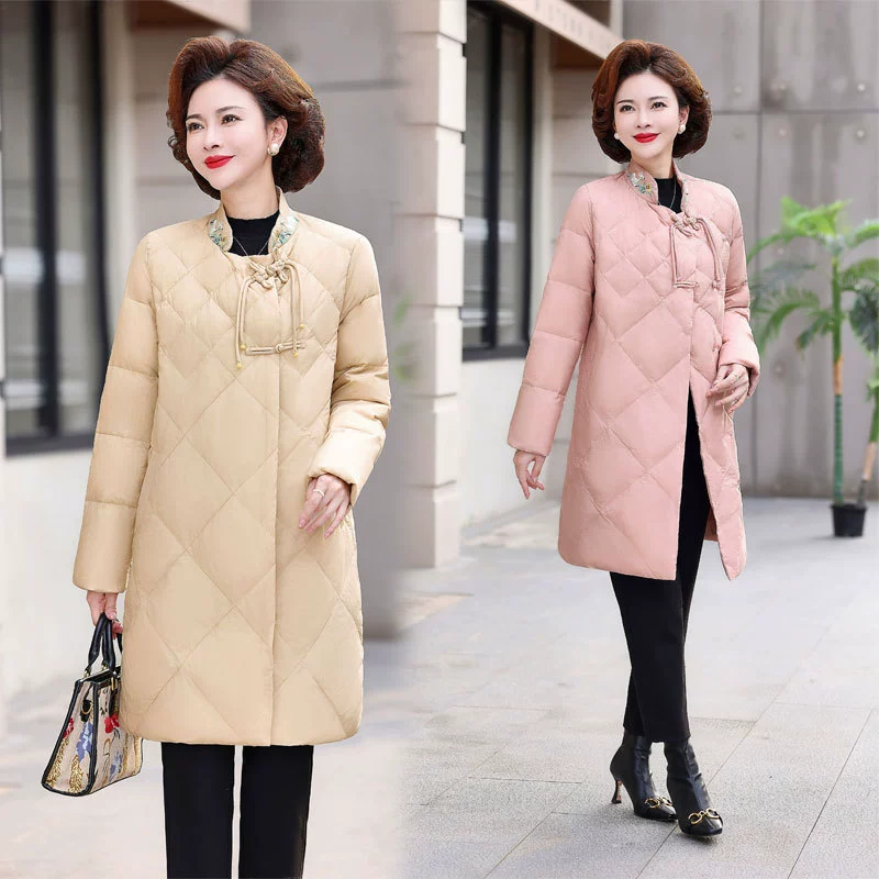 Зимнее пальто для мамы, пуховик средней длины, 2023, новая осенне-зимняя женская одежда, пальто с хлопковой подкладкой в западном стиле для богатых жен
