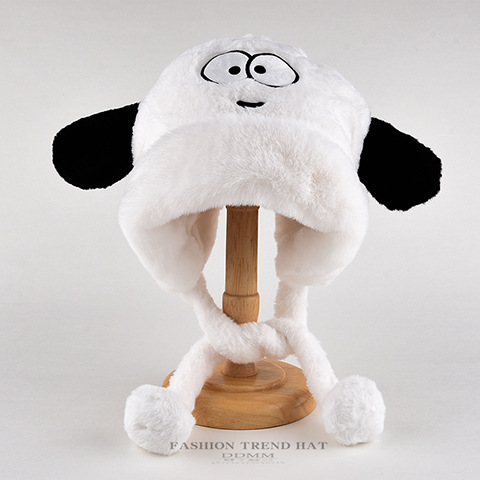 Cute puppy plush for children to ride in winter, keep warm, thicken ear protection, toe cap, cartoon Lei Feng hat_voghion.com