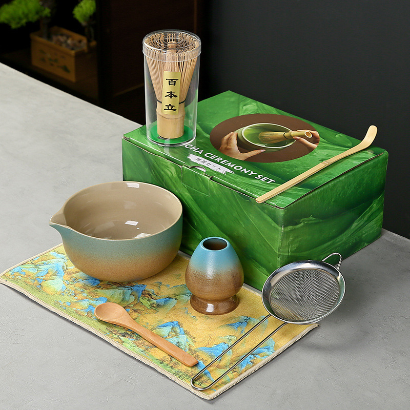 抹茶茶碗日本式抹茶宋代点茶道具陶磁器茶碗カップミキサー抹茶ブラシ茶コップセット|undefined