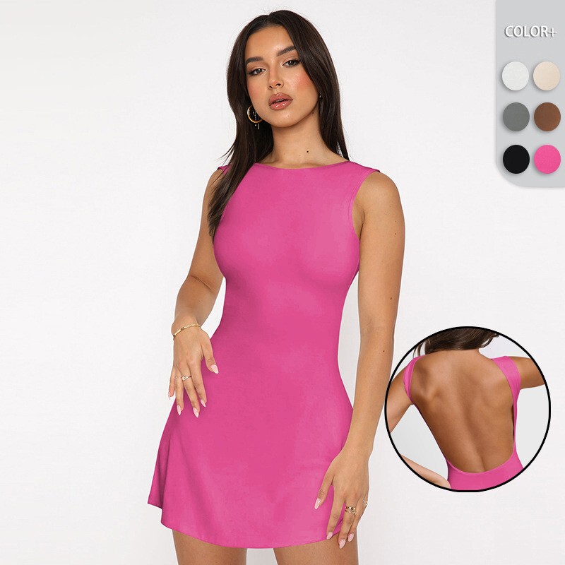 Y2K Pure Desire Style Slim-Fitting Hot Girl Backless Sleeveless Short Dress, Summer High-End European and American Fashion Sexy Dress