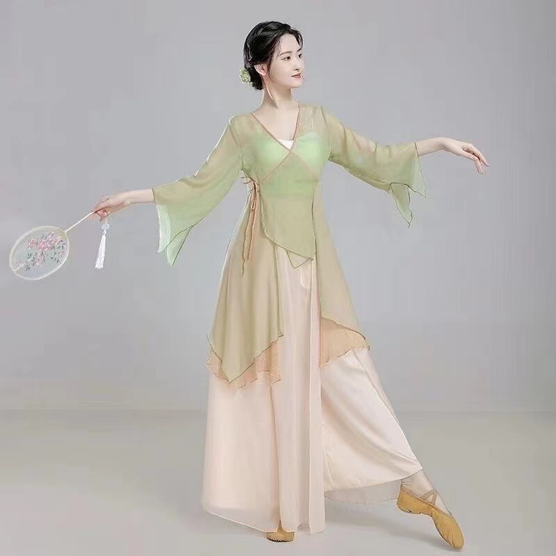 Nuwa Pants Classical Dance Performance Costume Elegant Gauze Chinese Dance Practice Suit Rhyme Fairy Chiffon Top Antique