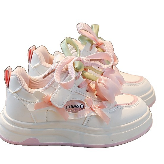 Zapatos de skate para niñas 2025 nuevos zapatos de primavera y otoño de flores para niños zapatos blancos para niñas zapatos casuales arco