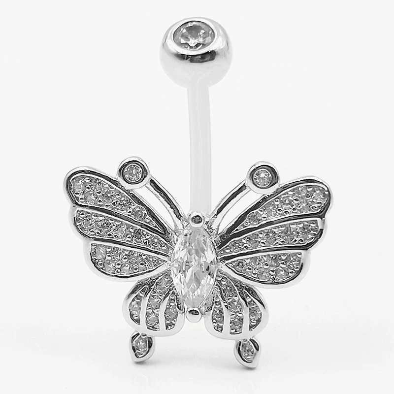 Belly button piercing, zirconium, silver 925 sample, European style, (Cross-border trading), wholesale
