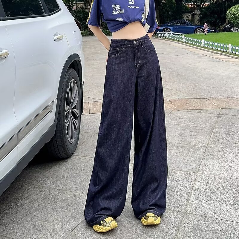 dark blue High Waist Wide Leg Jeans Women's 2024 Summer Pear-Shaped Body Dagging Loose Straight Pants dark blue High Waist Wide Leg Jeans Women's 2024 Summer Pear-Shaped Body Dagging Loose Straight Pants