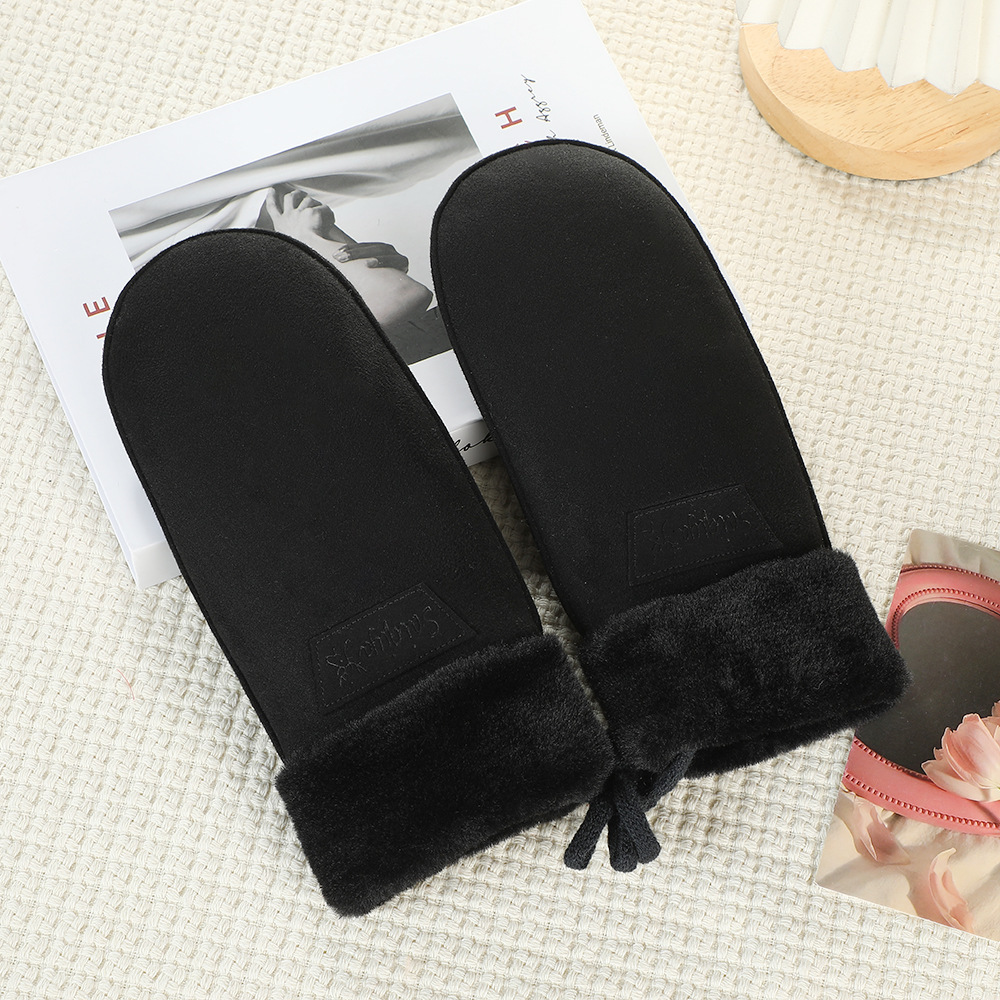 Guantes cálidos de invierno para mujeres, guantes de lana creativos para conducir vehículos eléctricos a prueba de viento con pantalla táctil de seda