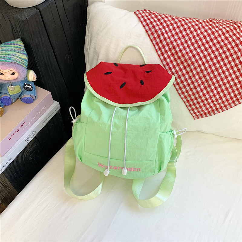 Mochila Escolar Infantil de Frutas de Nylon Ultraligera con Reducción de Carga para Escuela