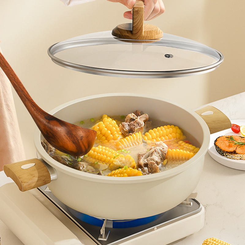 Olla de sopa de cerámica, olla multifuncional para sopa y gachas, olla para estofado doméstico, olla antiadherente, olla para estofado universal para estufa