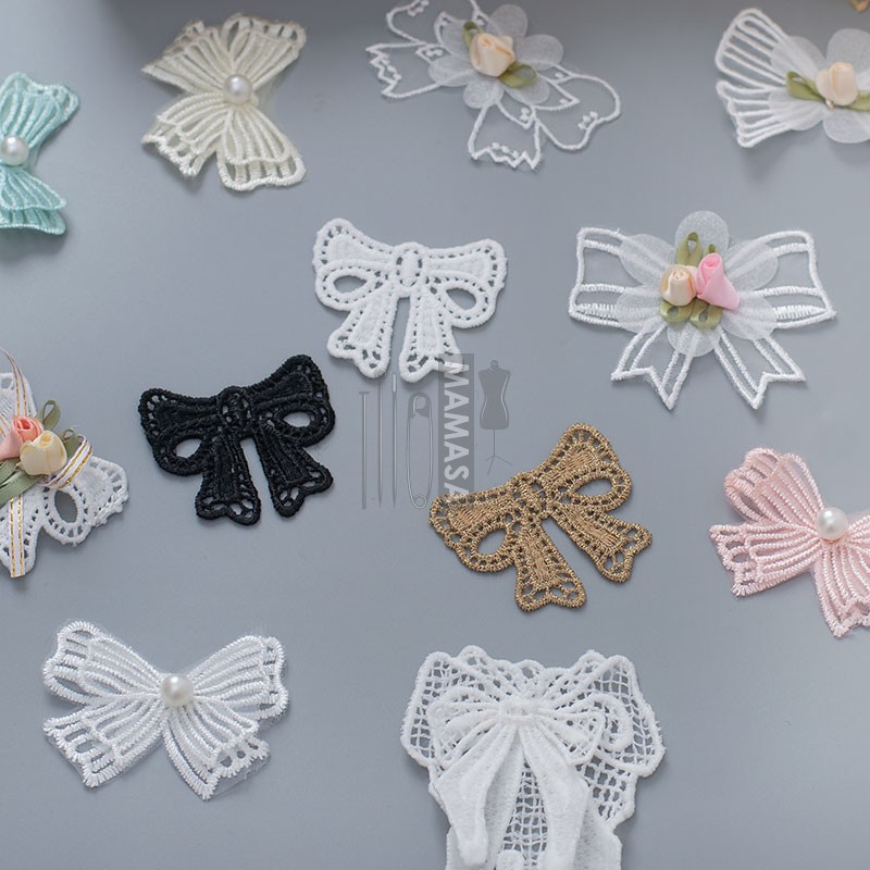 蝴蝶结立体水溶布贴花边标签胸花补丁 DIY手工辅料/材料