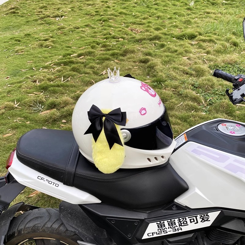 Helmet Decoration Motorcycle Electric Universal Black Bow Yellow Big Ear Dog