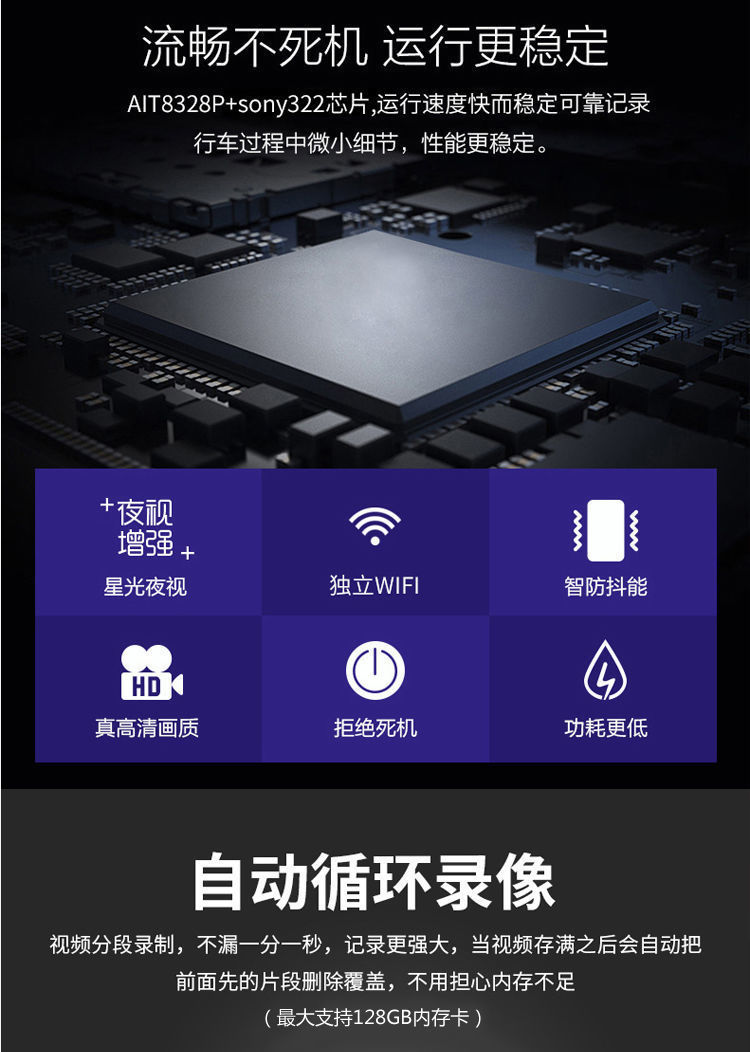 Universal Car-Mounted Mobile Phone WIFI Large-Screen Time-Lapse Video Recorder Hidden 1080P HD Night Vision Dash Cam
