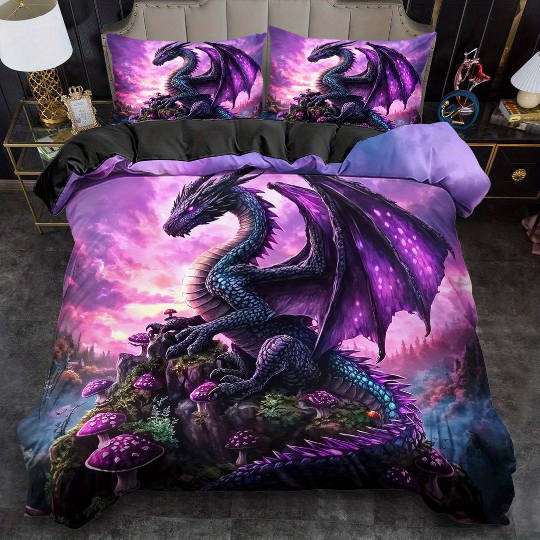 Transfronterizo para textiles domésticos abrasivos de impresión digital colorido dragón quilt kit fuente de fábrica TEMU / JIT