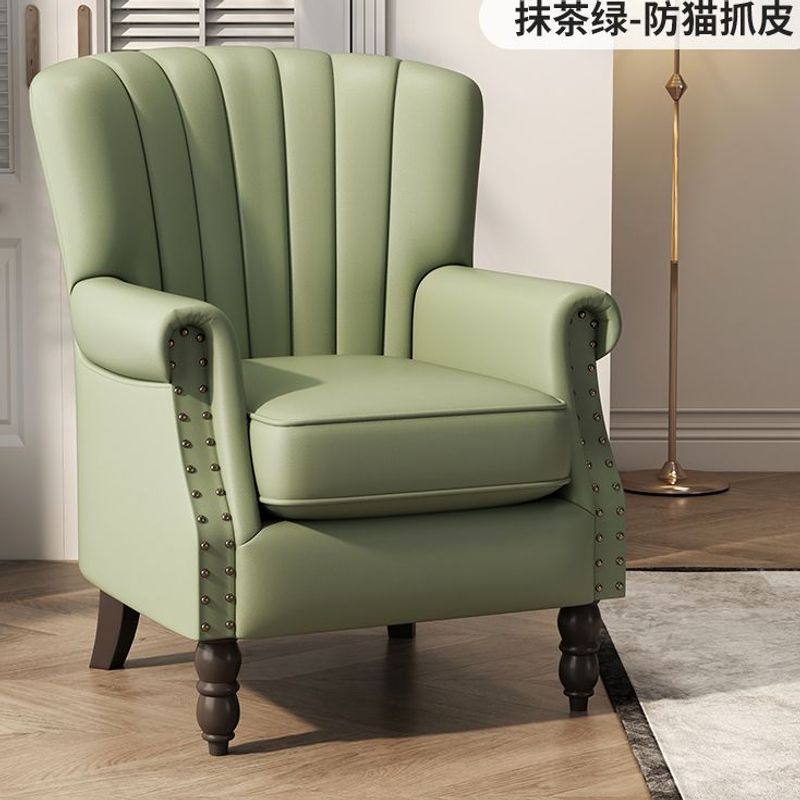 American-Style Single Velvet Sofa, Simple Retro Striped Lazy Chair, Home Balcony Leather Sofa Chair, Internet-Famous Small Sofa