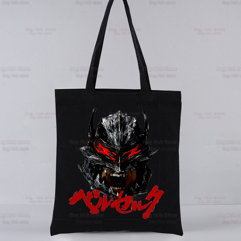 Berserk agallas espada estilo leyenda impreso bolsa de lona Harajuku bolso de hombro de moda bolsa de compras portátil AliExpress