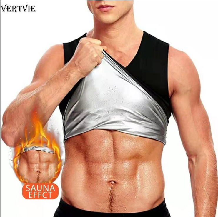 Amazon Cross-border Men's Fat-burning Abdominal Vest Fitness Sweat Suit Running Sportswear Sweat Vest Tunic