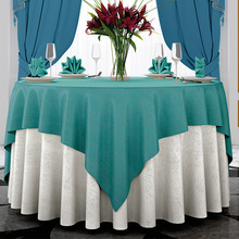 酒店大圆桌桌布餐厅饭店混纺圆形台布纯色宴会新中式布艺
