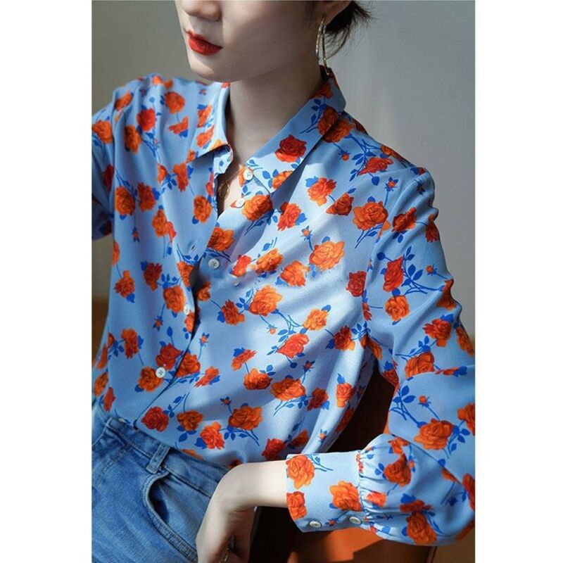 Puff Sleeve Long Sleeve Shirt for Women, New Spring Vintage Style Loose Chiffon Blouse for Students, Suitable for Outerwear