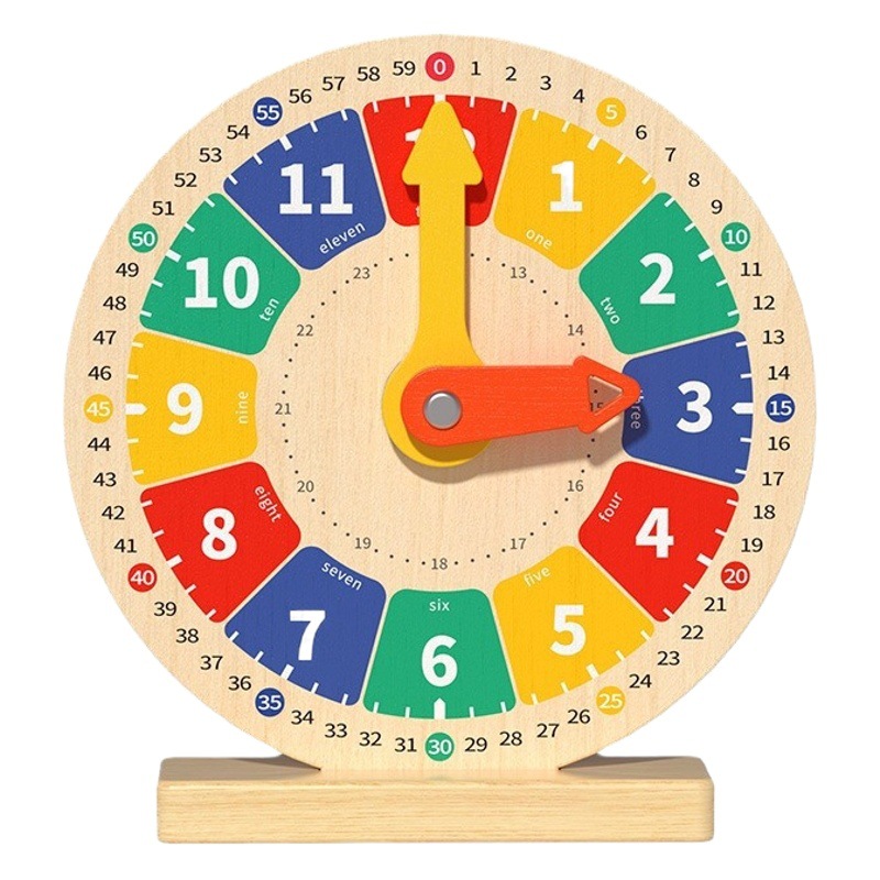 Reloj digital de los niños material didáctico modelo de reloj de madera juguete kindergarten aprendizaje educativo tiempo despertador comprensión