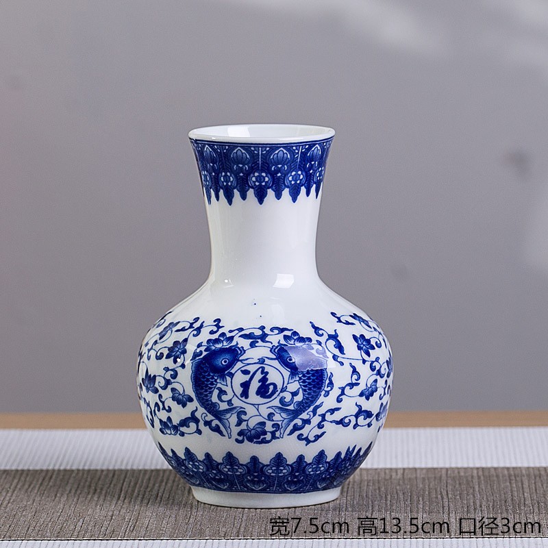 Vaso de escritorio de cerámica de porcelana pequeña boca mini hidroponía de flores retrógradas botellas de flores de porcelana