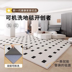 取り外し可能で洗濯機で洗えるカーペット、リビングルームの二層の新しいスタイルのベッドルームコーヒーテーブル、防水、メンテナンスフリーの厚いフロアマット、ライトラグジュアリークリームスタイル