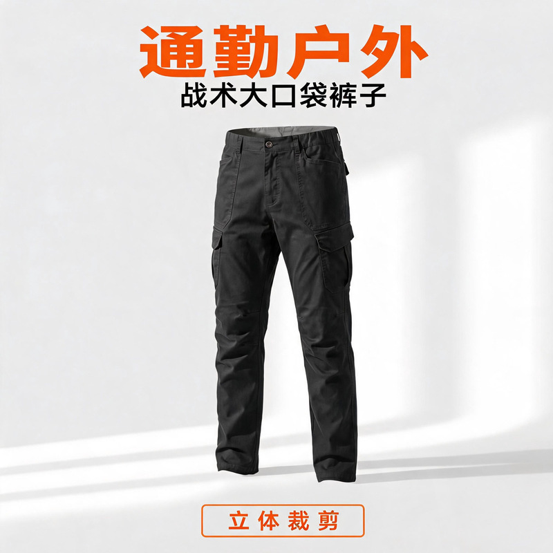 Cross-Border Wholesale Men's 100% Cotton Multi-Pocket Cargo Pants Tactical Outdoor Stretch Pants Summer Long Pants Sports Pants