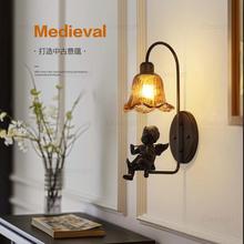法式中古风床头壁灯创意美式复古客厅卧室艺术小天使楼梯灯casagd