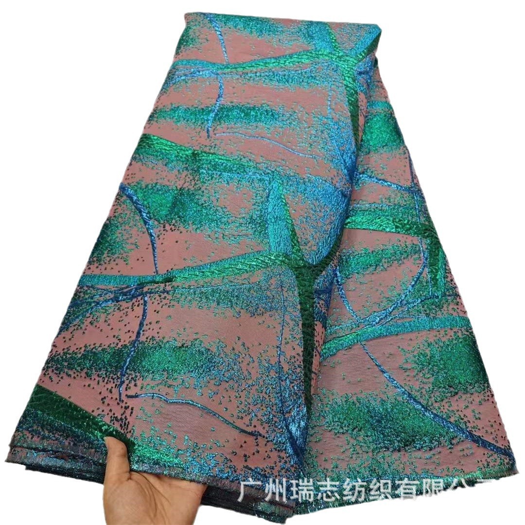 Patrón retro tela jacquard teñida en hilo Falda de mujer para banquete africano Vestido de novia Escenario Accesorios de vestuario Brocade