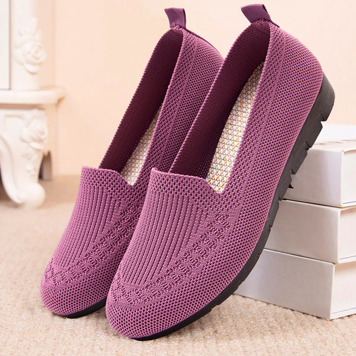 Women's Knit Shoes, Casual Comfortable, Lightweight, Soft Sole, Breathable, Middle-Aged and Elderly Mother Shoes