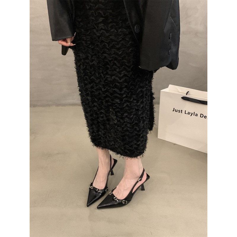 Design Sense Silver Pointed Toe High Heel Sandals For Women Summer New Elegant Socialite Versatile_vogvips.com