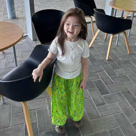 可爱女童套装夏款新款百搭纯棉短袖t恤中小童宽松休闲阔腿防蚊裤