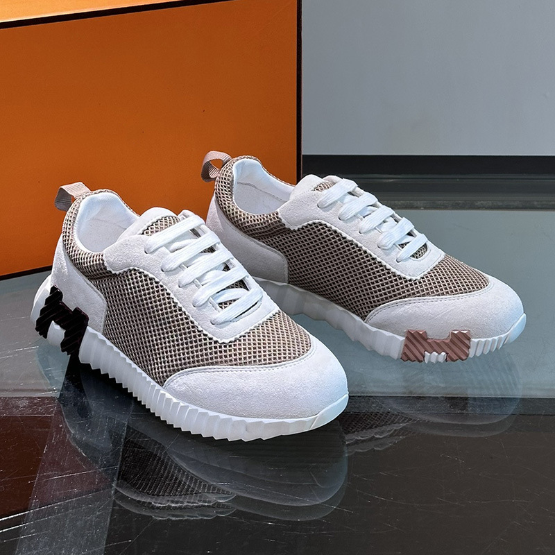 European Station 25 Spring and Autumn Couple Style Versatile Men's Shoes Thick-Soled Non-Slip Wear-Resistant Lace-Up Genuine Leather Suede Patchwork Mesh Shoes