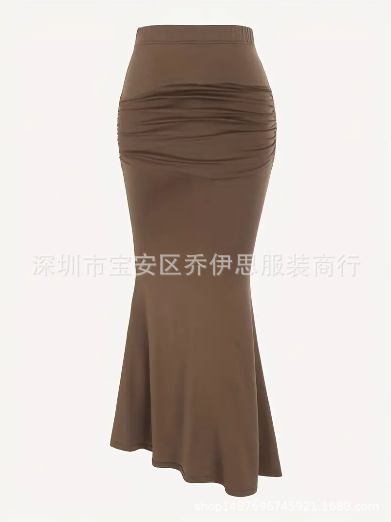 309g Weight Maxi Long Dress Dress Length Type Hip Skirt Dresses Type Polyester Fabric Type Mid Waist Waist Line Stretchy Elasticity Holiday, Daily, Date Occasion Skinny Fit Type Solid Color Pattern Summer Season Women's Gender Pleated Design Streetwear Style Summer Streetwear Solid Color Polyester Maxi Long Dress Skirts 10