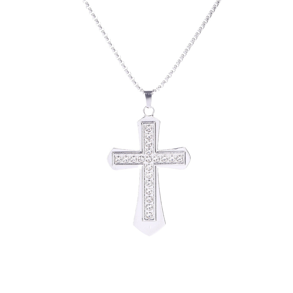 Jewelry Hip Hop Diamond Cross Necklace Personalized Trendy Men's and Women's Long Sweater Chain_voghion.com