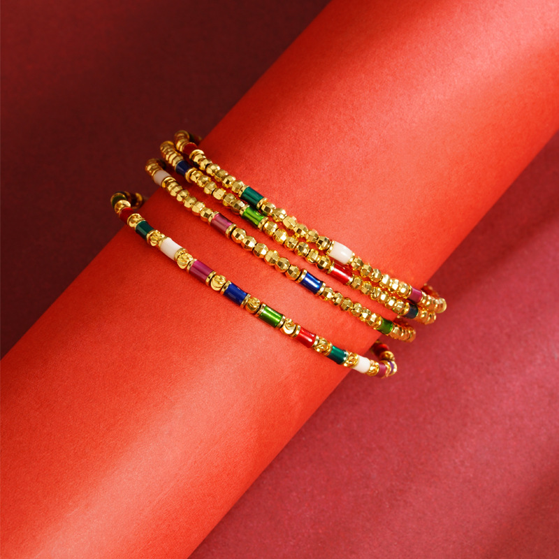 Brazalete de cuentas de color de oro de arena de Vietnam puede ajustar la personalidad de nicho universal de alta calidad no se desvanece el suministro de joyas
