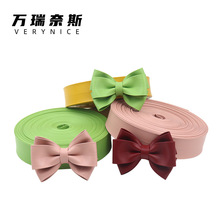 日系简约pu糖果系人造皮革压布条手工diy发饰发夹领结材料配件