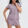 短袖女士外贸螺纹家居服