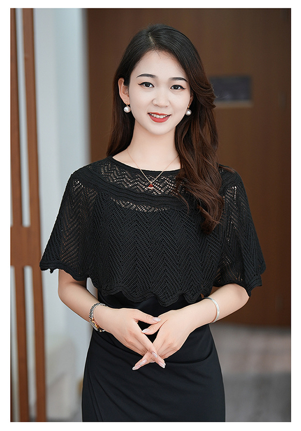 New Style Small Knitted Shawl, Korean Version, Hollow-out Design, Fashionable, Sun-protective, Breathable_voghion.com