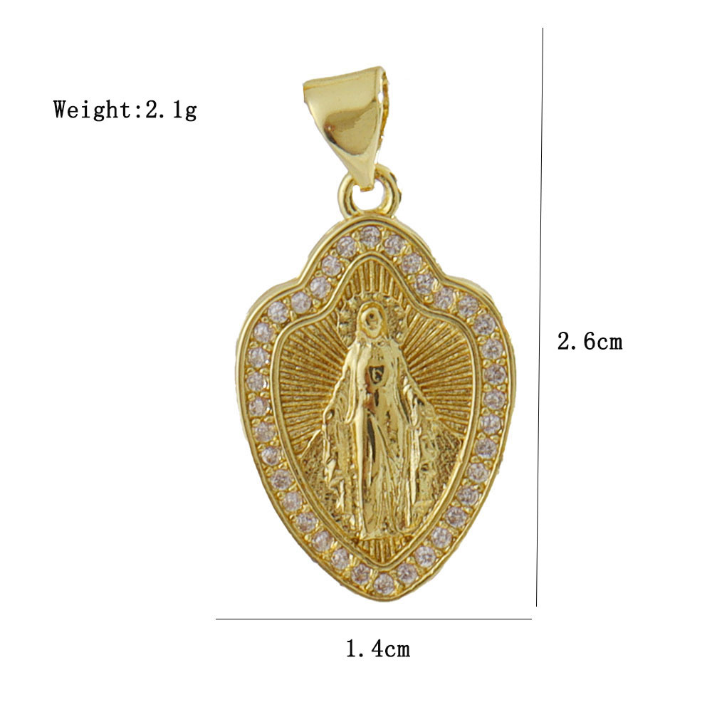 3g Weight Pendant Jewelry Making Type 14*26mm Jewelry Making Size Gold Plated Plating Material Zircon Inlay Material DIY Jewelry Accessories Classification 1 Piece Quantity Copper Material Human, Cross, Virgin Mary Pattern Inlay Design Vintage Style, Religion, Simple Style Style 1 Piece 14*26mm Copper Zircon Gold Plated Human Cross Virgin Mary Pendant 无