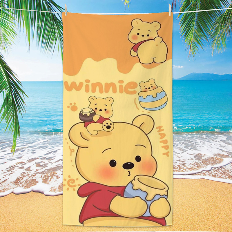 Cartoon Microfiber Beach Towel, Household Absorbent Quick-Drying Bath Towel, Children's Swimming Pool Winnie the Pooh Large Towel