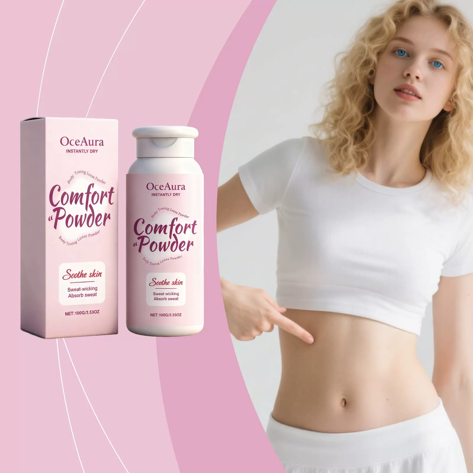 OCEAURA 柔肤爽身粉 炎夏运动后轻护肌肤保持干净清爽舒适不黏腻