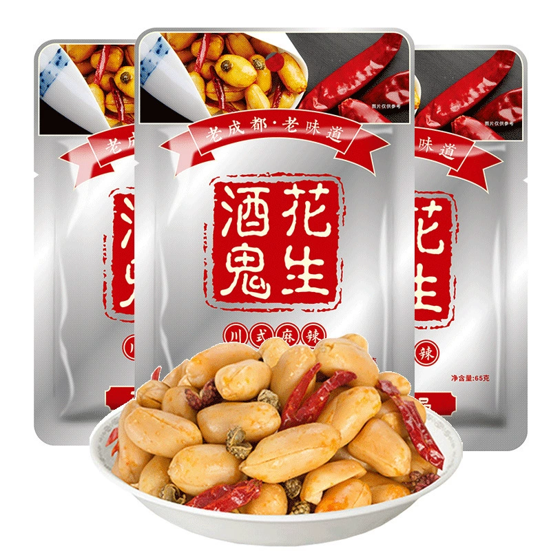 Baishixing Drunkard Peanuts 65 г * 10 пакетов оригинальные острые сичуаньские закуски для питья и сервировочных тарелок