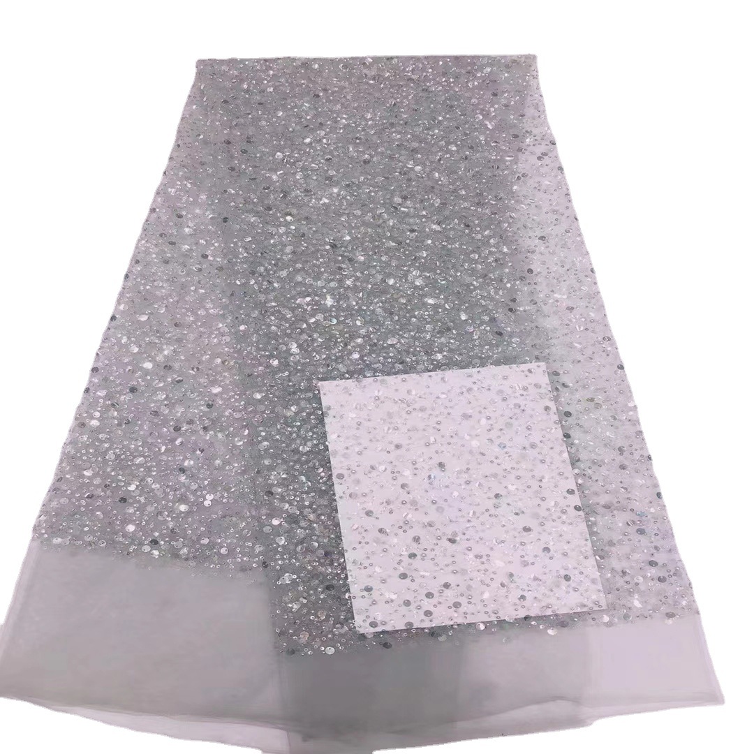 2022 Venta caliente completo perla bordado tela moda cristal lentejuelas encaje tela vestido de novia moda tela JX2025
