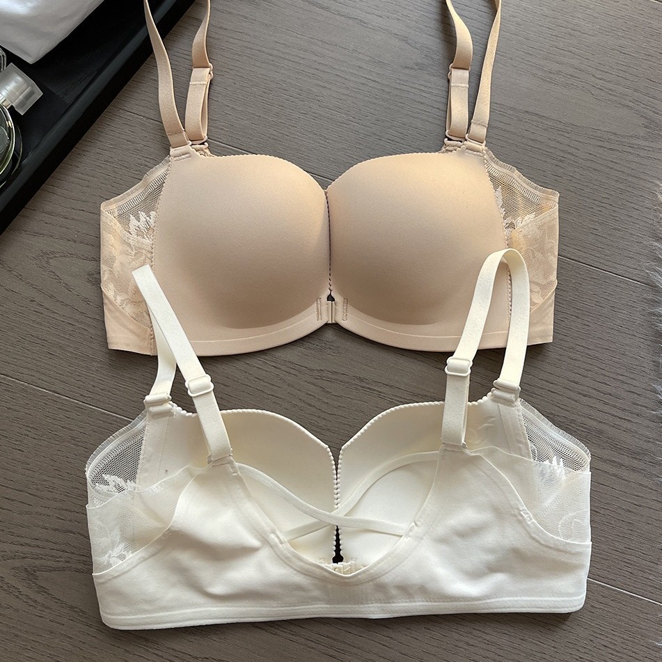 5601 정품 얇고 아름다운 뒷면 버클 속옷 여름 작은 가슴 스틸 링 크로스 마크 얇은 컵 브라